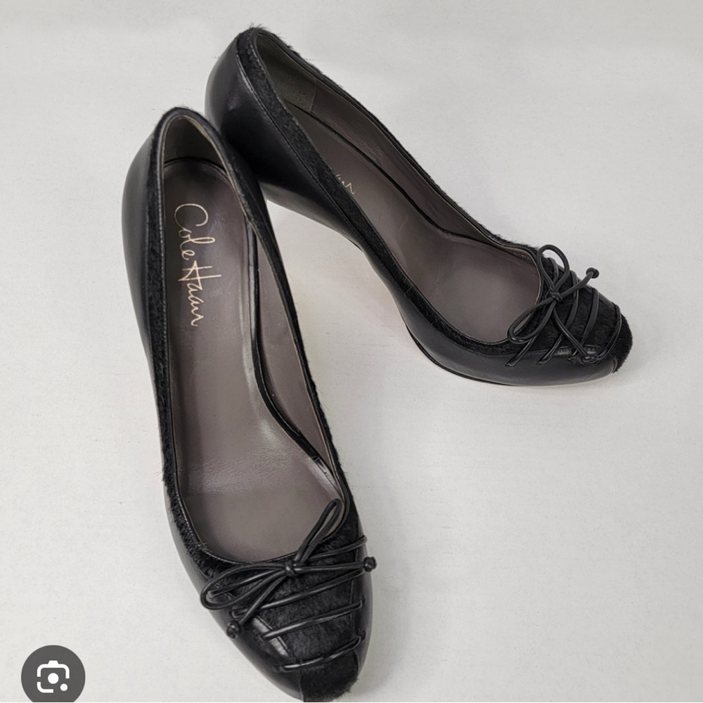 Cole Haan/ Nike Air collaboration Black Women's Pumps with leather and pony hair
